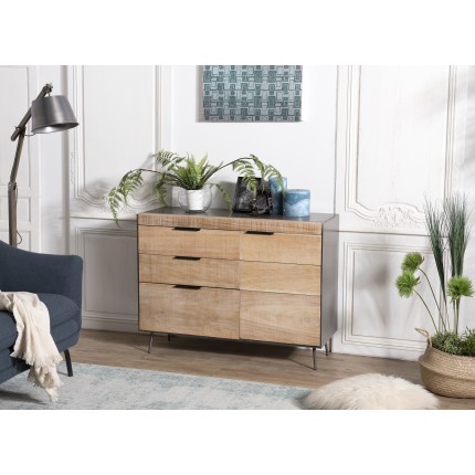 CARLA Buffet 3 Drawers 1 Door Teak Wood Metal