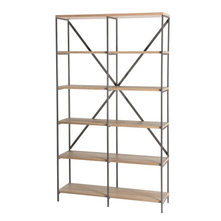 CARLA Shelving Unit - Teak and Metal Shelf with 5 Levels