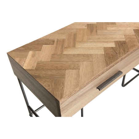 Bureau CARLA - Bois teck et métal noir - 2 tiroirs