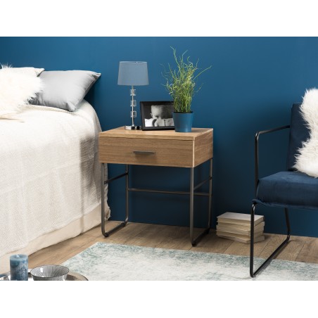 Chevet CARLA - Bois teck et pieds métal