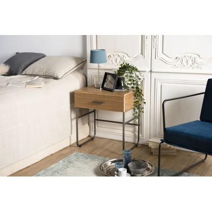 Chevet CARLA - Bois teck et pieds métal
