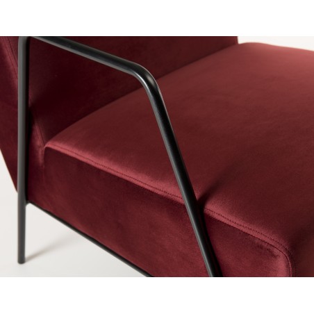 AGATHE Velvet Bordeaux Lounge Chair - Metal Legs
