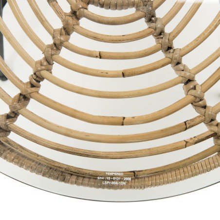 CAMILLE - Natural Rattan and Black Metal Coffee Table 100x45cm