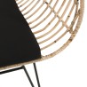 CAMILLE - 2 Seater Natural Rattan Sofa with Black Cushion