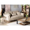 NELSON - PARIS 3-Seater Sofa Beige Fabric Wooden Legs