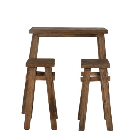 Set de bar bois NORA - Table 90x40cm et 2 tabourets Mahogany Belina
