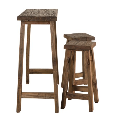 Set de bar bois NORA - Table 90x40cm et 2 tabourets Mahogany Belina