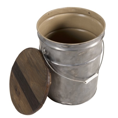 Tabouret rond NORA - Bois recyclé et acier - Brocante