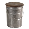 Tabouret rond NORA - Bois recyclé et acier - Brocante