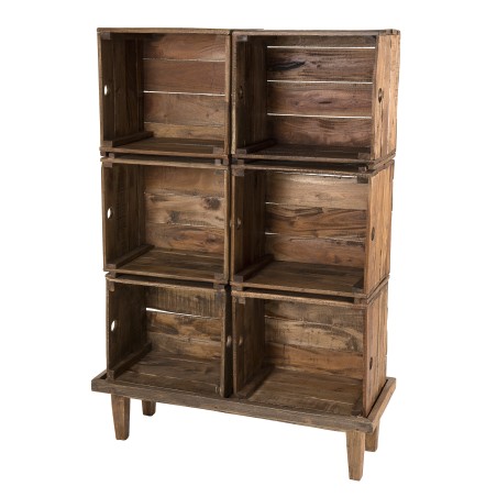 NORA Storage Unit - 6 Brown Wooden Crates - Vintage Spirit