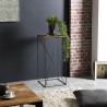 MAXENCE - Square Teak Recycled Wood Side Table 35x35cm Black Metal Leg