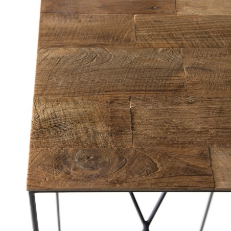 Table d'appoint carrée bois teck recyclé 35x35cm MAXENCE