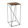 MAXENCE - Square Teak Recycled Wood Side Table 35x35cm Black Metal Leg