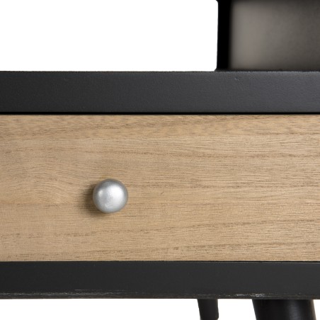 LEON - Black Coffee Table with 8 Brown Drawers