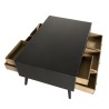 LEON - Black Coffee Table with 8 Brown Drawers