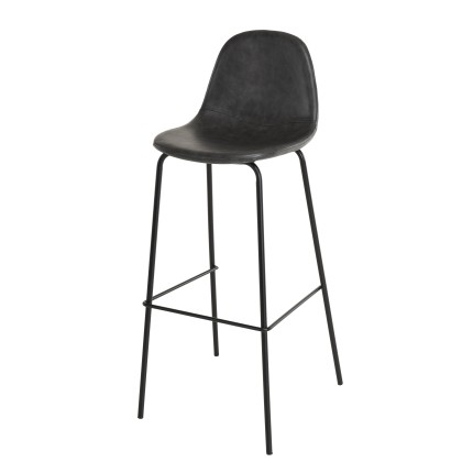 TOM - Set of 2 Black John Bar Stools, Seat Height 80 cm