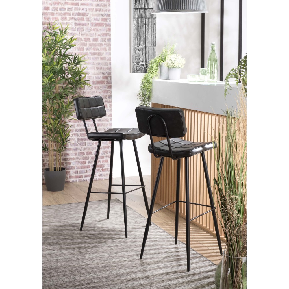 Lot 2 tabourets bar James noir 80cm Lot 2 tabourets bar James noir 80cm