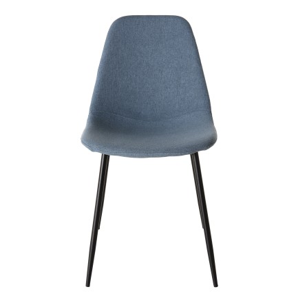 Lot de 2 chaises TOM - Tissu bleu - Pieds métal noirs