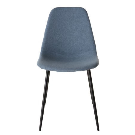 Lot de 2 chaises TOM - Tissu bleu - Pieds métal noirs