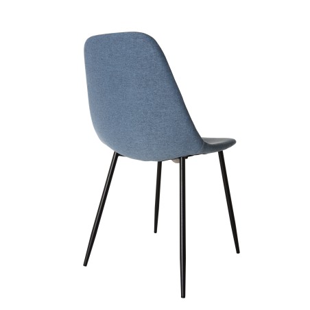 TOM - Set of 2 Blue Fabric Chairs with Black Metal Legs