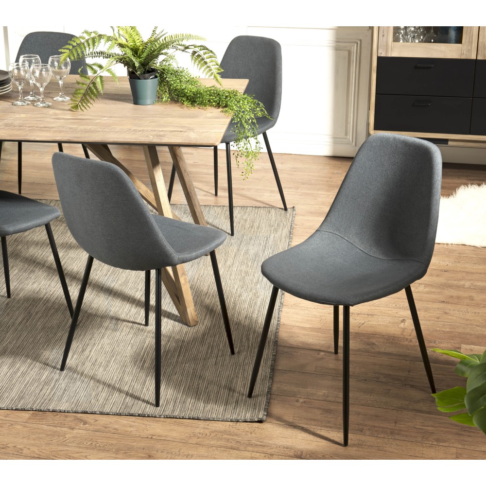 TOM - Set of 2 Anthracite Fabric Chairs TOM - Set of 2 Anthracite Fabric Chairs