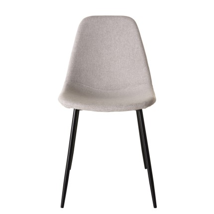 Lot de 2 chaises TOM - Tissu blanc écru - Pieds métal noir