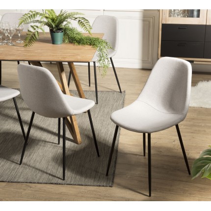 TOM - Set of 2 Ecru White Fabric Chairs