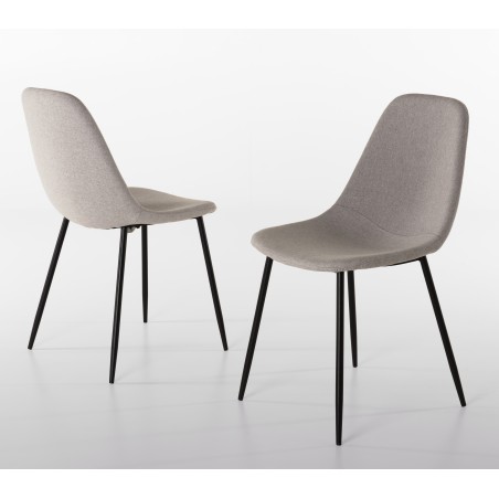 TOM - Set of 2 Ecru White Fabric Chairs
