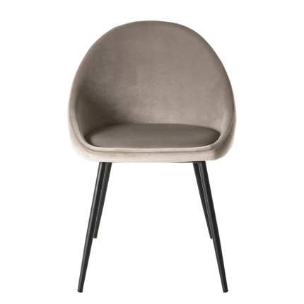 TOM - Set of 2 Beige Suede Chairs with Black Metal Legs