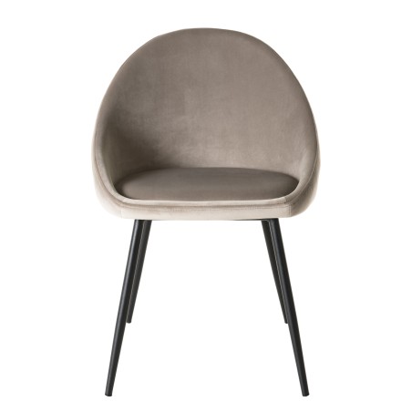 TOM - Set of 2 Beige Suede Chairs with Black Metal Legs