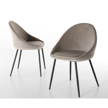 Lot 2 chaises velours chamois beige TOM