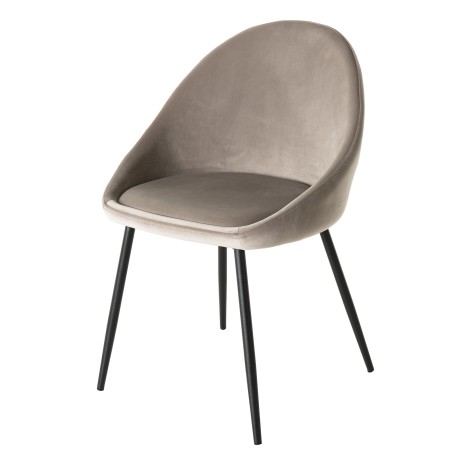 TOM - Set of 2 Beige Suede Chairs with Black Metal Legs
