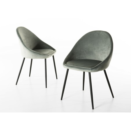 TOM - Set of 2 Jade Green Velvet Chairs