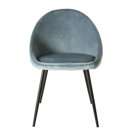 TOM - Set of 2 Blue Velvet Chairs with Black Metal Legs