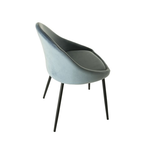Lot 2 chaises velours bleu TOM métal noir