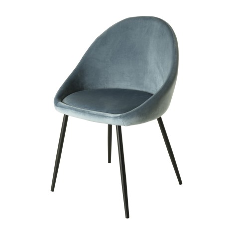 Lot 2 chaises velours bleu TOM métal noir