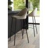 TOM - Set of 2 Beige Suede Bar Stools | 80 cm Seat Height