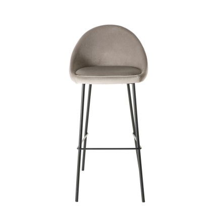 TOM - Set of 2 Beige Suede Bar Stools | 80 cm Seat Height