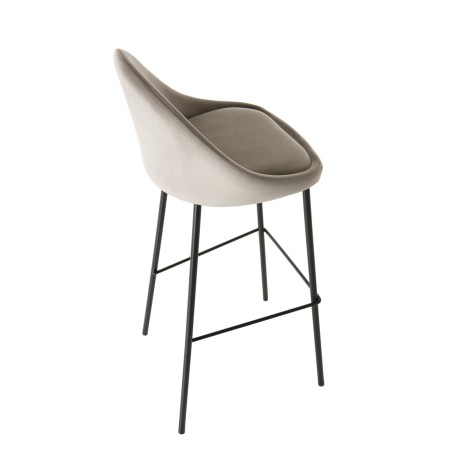 Lot 2 tabourets bar velours chamois beige