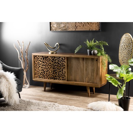 Buffet bois Manguier INDRA 160x45cm 2 portes coulissantes