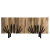 INDRA Mango Wood Sideboard 177x45cm 4 Doors 2 Decorative Shelves Metal Legs