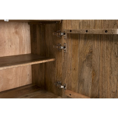 INDRA Mango Wood Sideboard 177x45cm - Black Goa Motifs