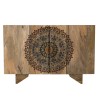 Buffet bois Manguier INDRA 83x45cm 2 portes 2 étagères