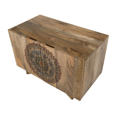 Buffet bois Manguier INDRA 83x45cm 2 portes 2 étagères