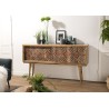 INDRA Mango Wood Console Table 160x35cm - 2 Sliding Doors 1 Shelf