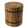 SAM - Round Wooden Side Table 40x40cm Recycled Teak Black Metal