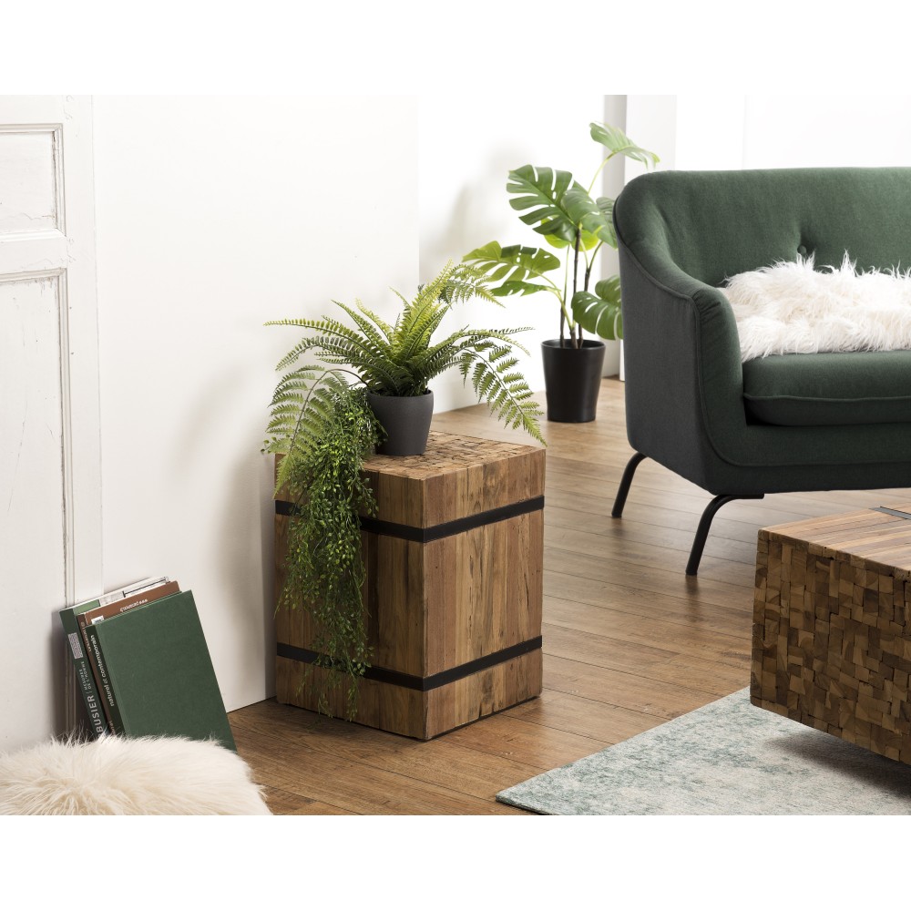 Table d'appoint carrée SAM en bois teck recyclé