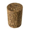 SAM - Brown Round Teak Wood Mosaic Side Table 30x30cm