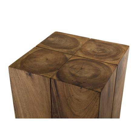 SAM - Tall Square Side Table 38x38cm Suar Wood with Black Base