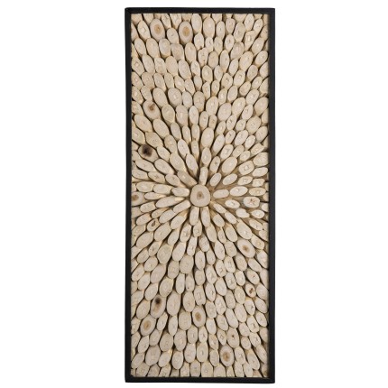 SAM - Rectangular Wall Decoration 100x40cm Natural Teak Wood Branches